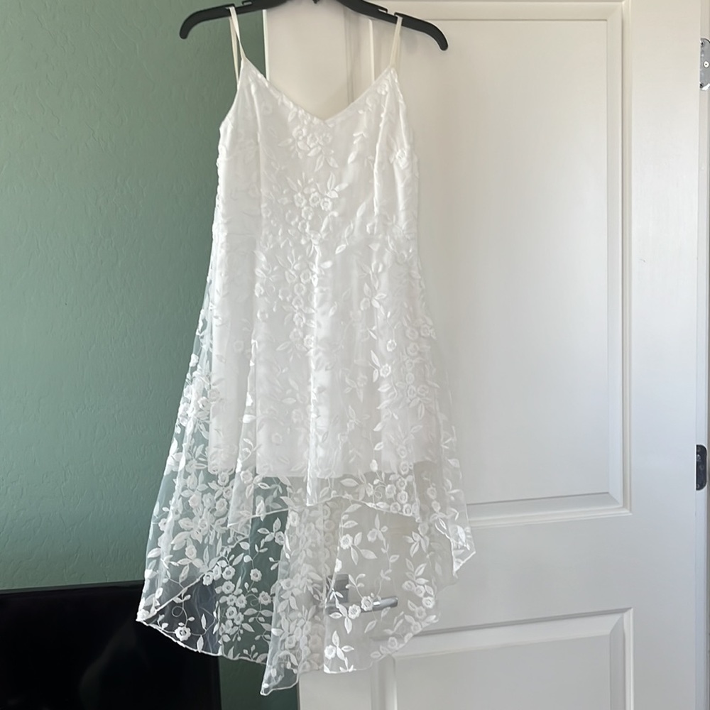 Lace Embroidered Sling Irregular Dress